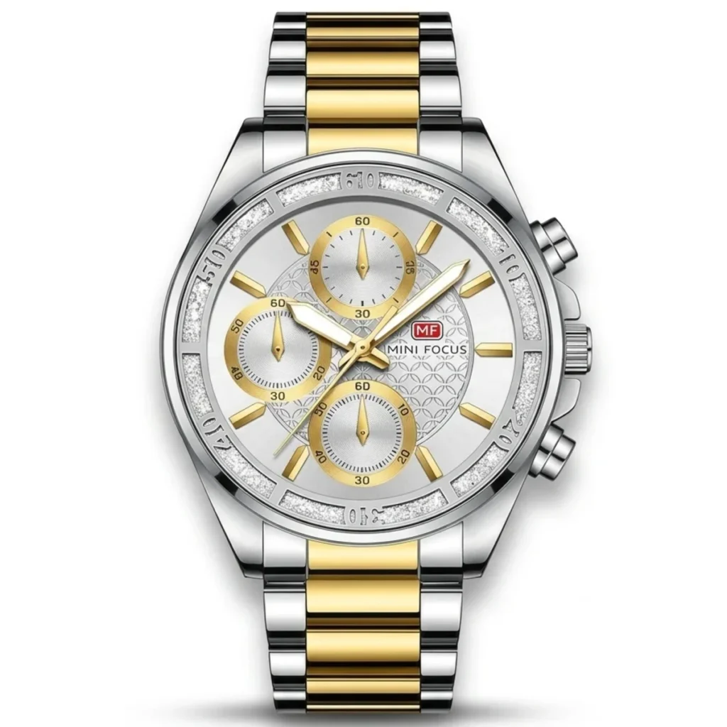 Montre Femme MINI FOCUS MF0615 Chronographe – Bicolore Or et Argent