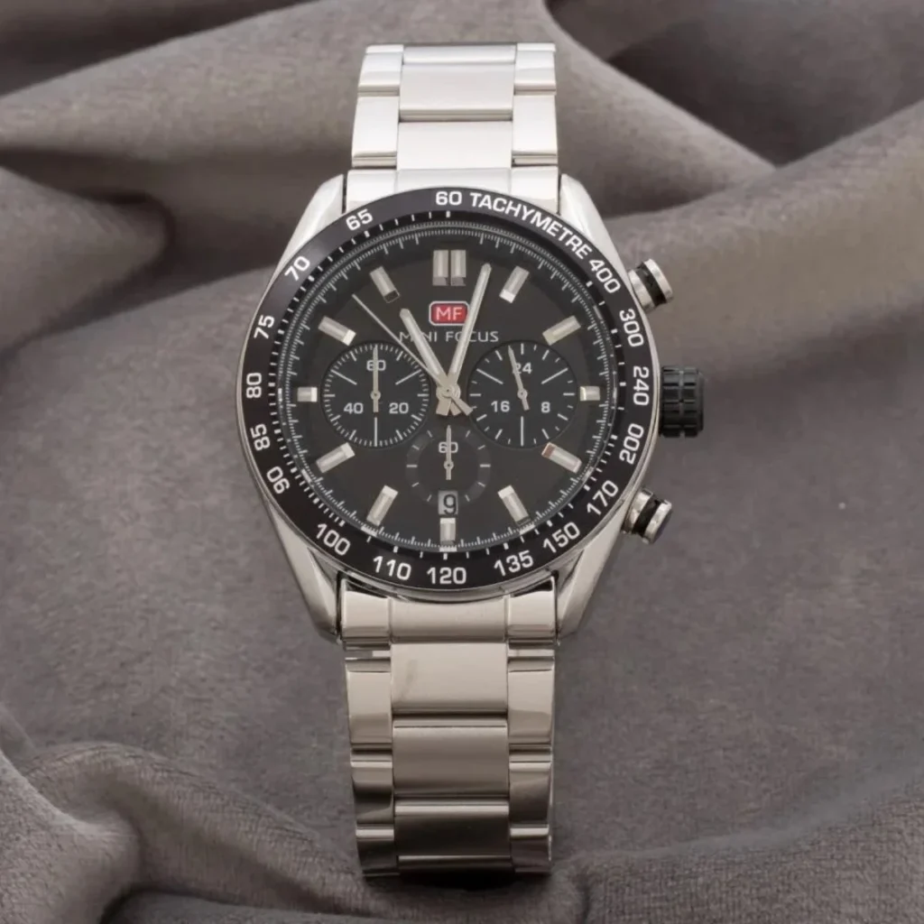 Montre Homme MINI FOCUS R04003 Chronographe – Cadran Noir, Acier