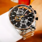Montre Homme MINI FOCUS Chronographe – Cadran Noir, Accents Or Rose, Acier