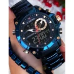 Montre Homme NAVIFORCE NF9153 Analogique-Digitale – Acier Bleu, Accents Or Rose