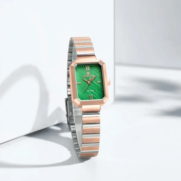 Montre Femme NAVIFORCE NF5050 – Cadran Vert Émeraude et Boîtier Or Rose