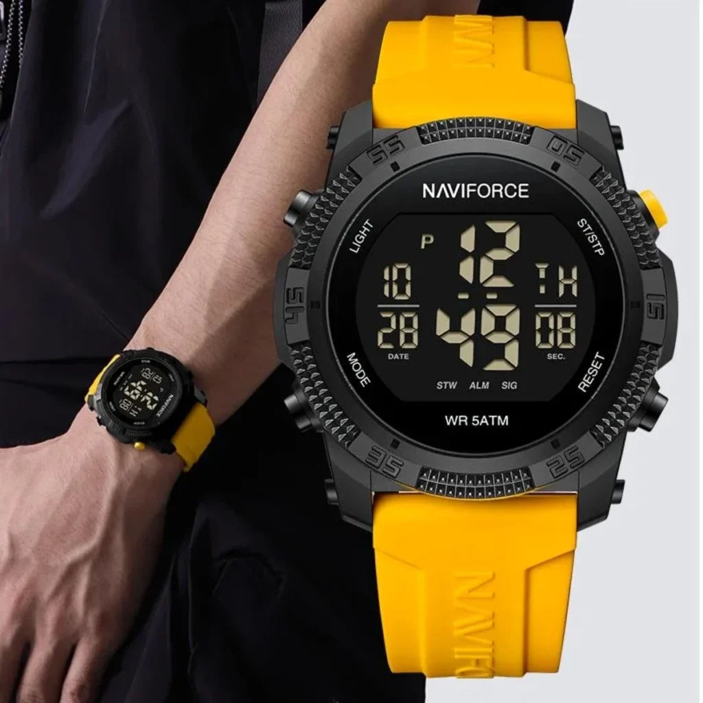 Montre Homme NAVIFORCE Digitale Sport – Bracelet Jaune