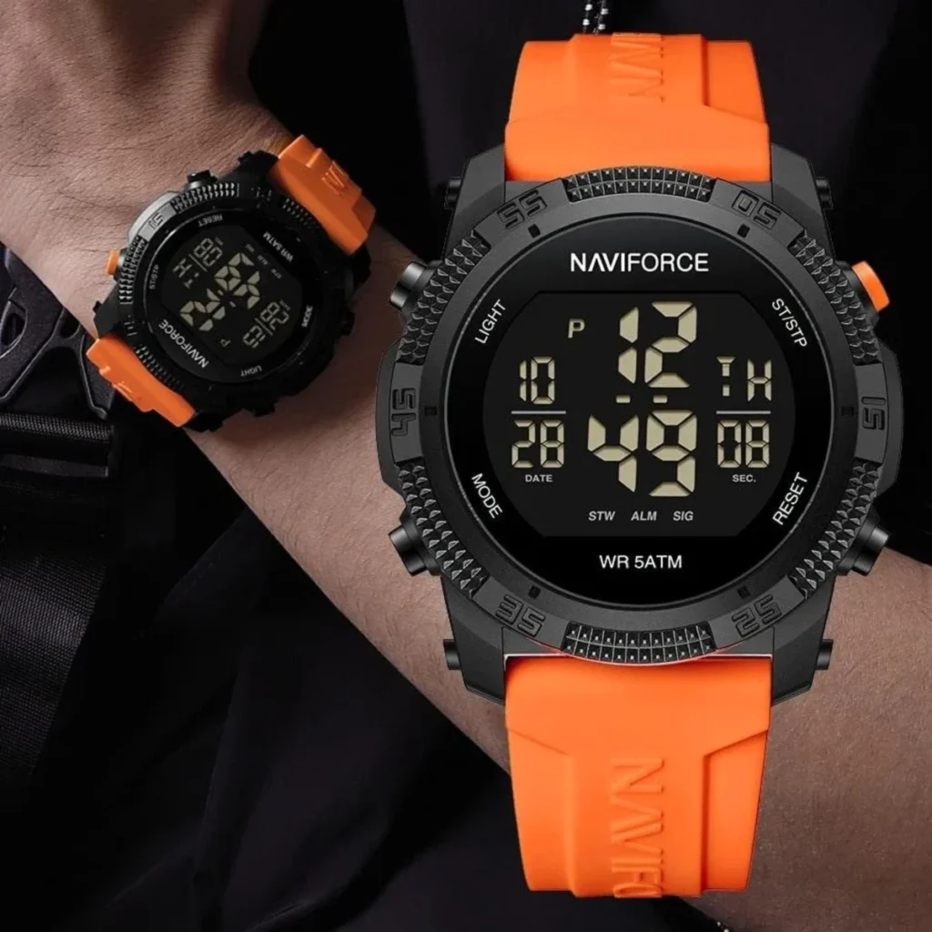 Montre Homme NAVIFORCE Digitale Sport – Bracelet Orange