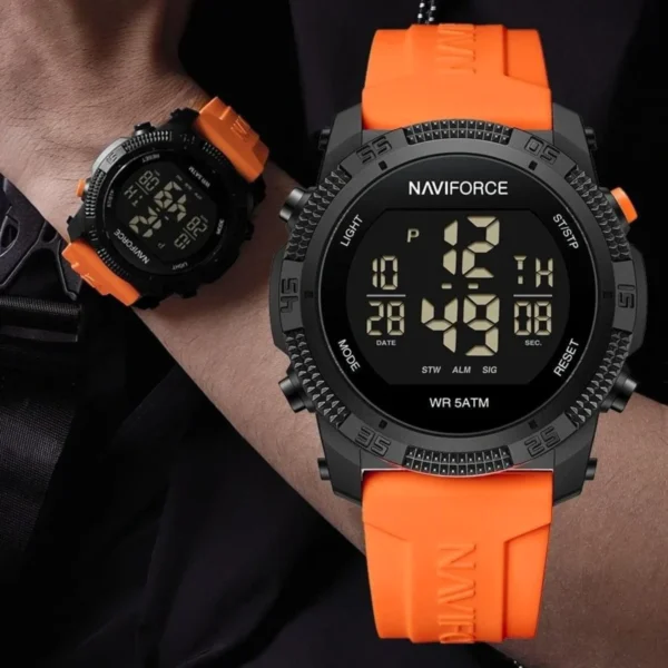 Montre Homme NAVIFORCE Digitale Sport – Bracelet Orange