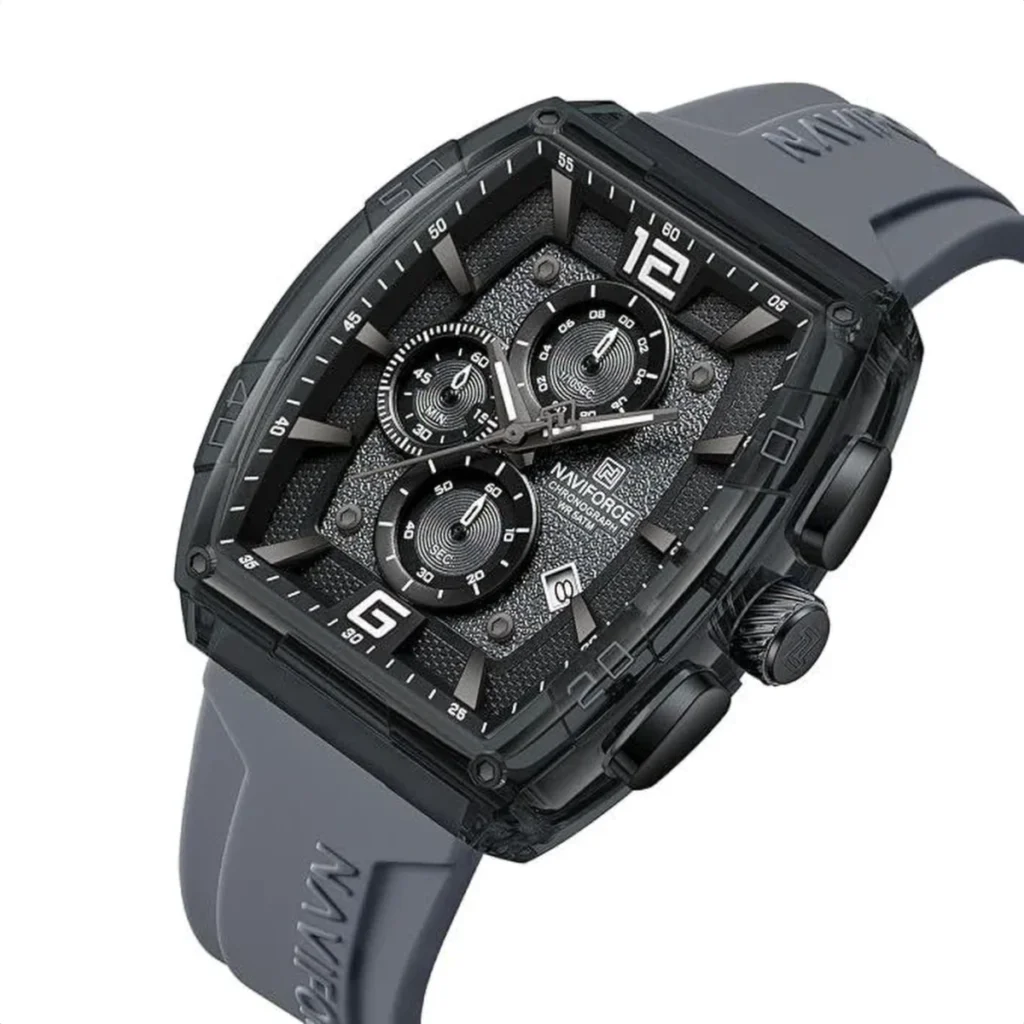 Montre Homme NAVIFORCE NF6101 Chronographe Tonneau – Bracelet Gris