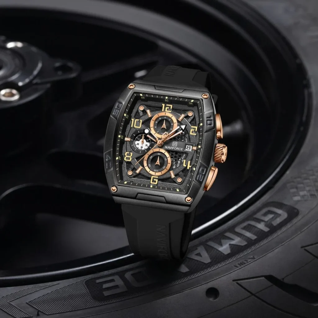 Montre Homme NAVIFORCE NF8052 Chronographe Carré – Noir