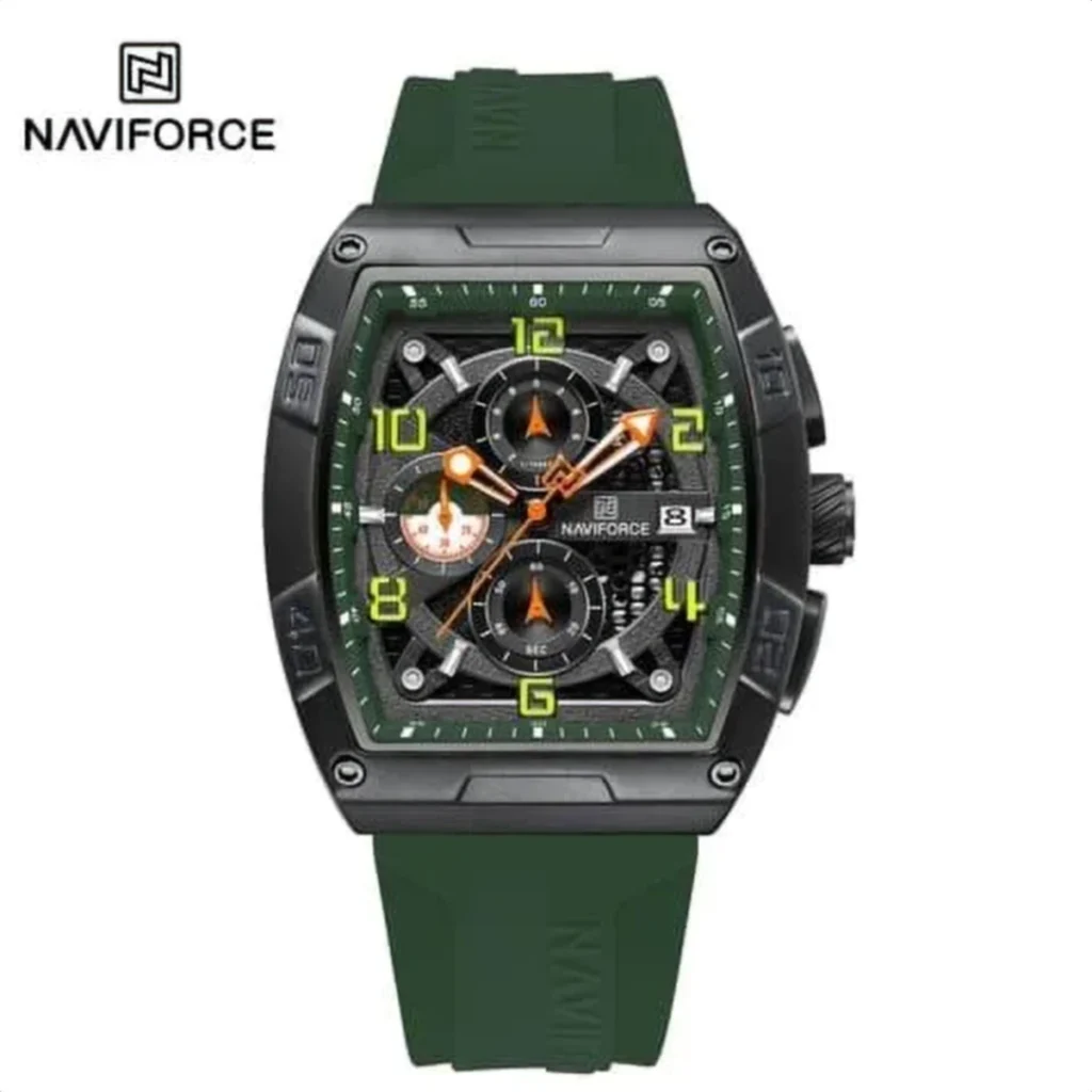 Montre Homme NAVIFORCE NF8052 Chronographe Carré – Bracelet Vert