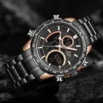 Montre Homme NAVIFORCE NF9182 Analogique-Digitale – Cadran Noir, Accents Or Rose