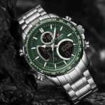 Montre Homme NAVIFORCE NF9182 Analogique-Digitale – Cadran Vert, Acier Argenté
