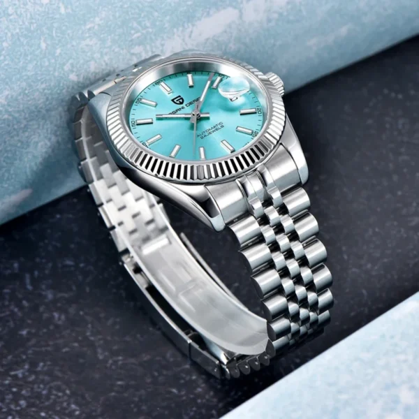 Montre Homme PAGANI DESIGN Automatique – Cadran Bleu Glacier, Bracelet Jubilé
