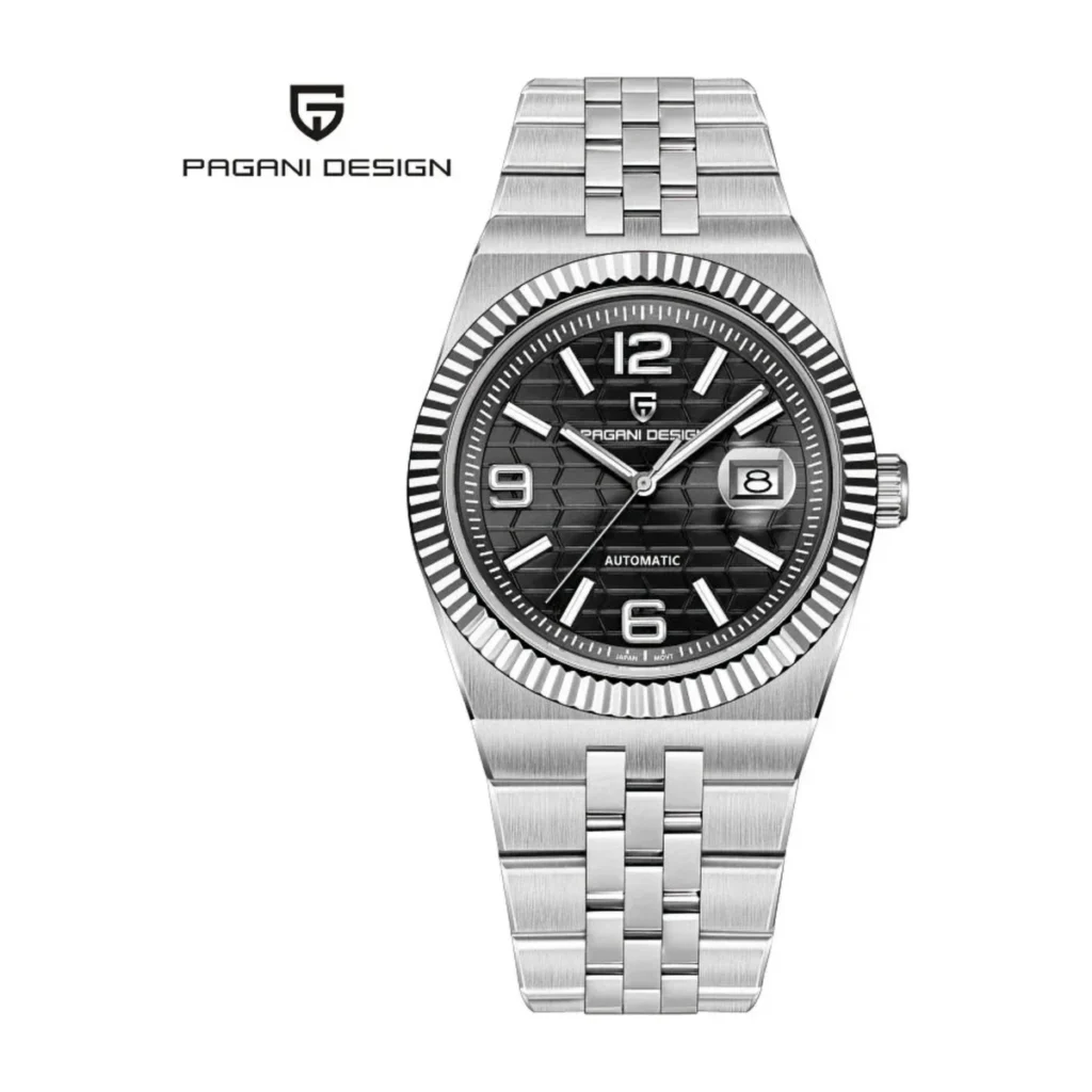 Montre Homme PAGANI DESIGN PD-YS027 Automatique Rétro – Cadran Noir Texturé, Bracelet Intégré