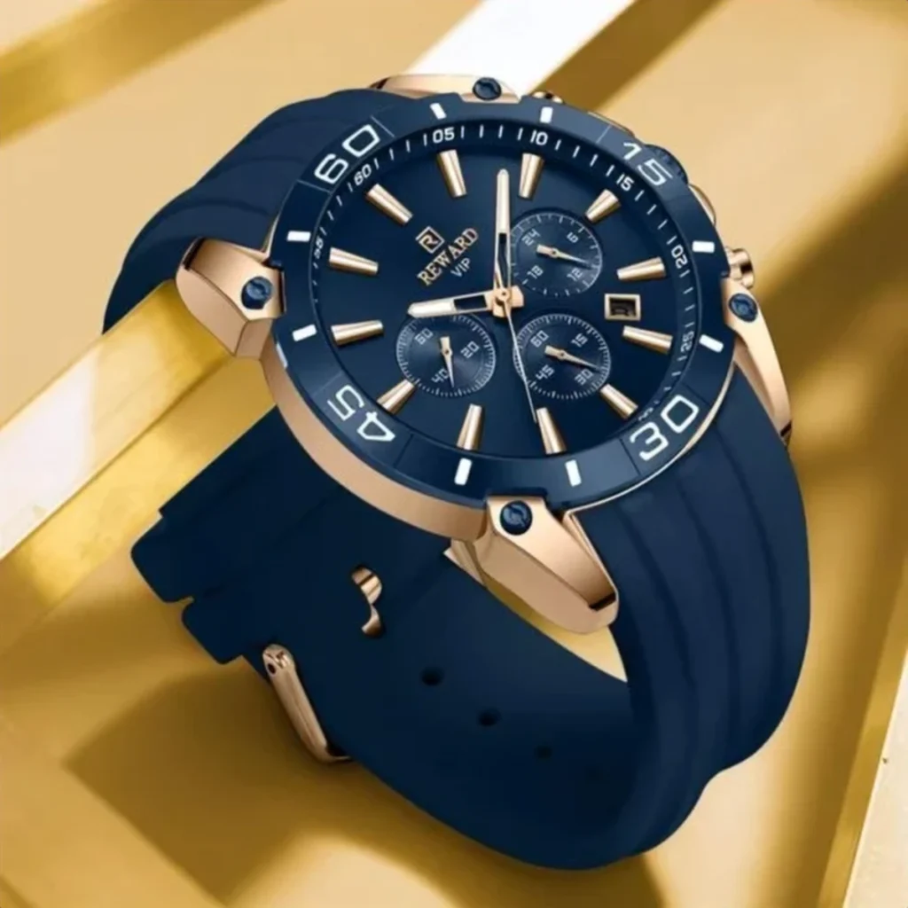 Montre Homme REWARD RD83105M Chronographe Sport – Or Rose, Silicone Bleu