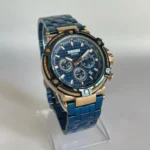 Montre Homme SKMEI Chronographe – Acier Bleu, Boîtier Or Rose
