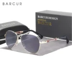 Lunettes de Soleil Polarisées Unisexe BARCUR BC8009 – Aviateur, Monture Argentée