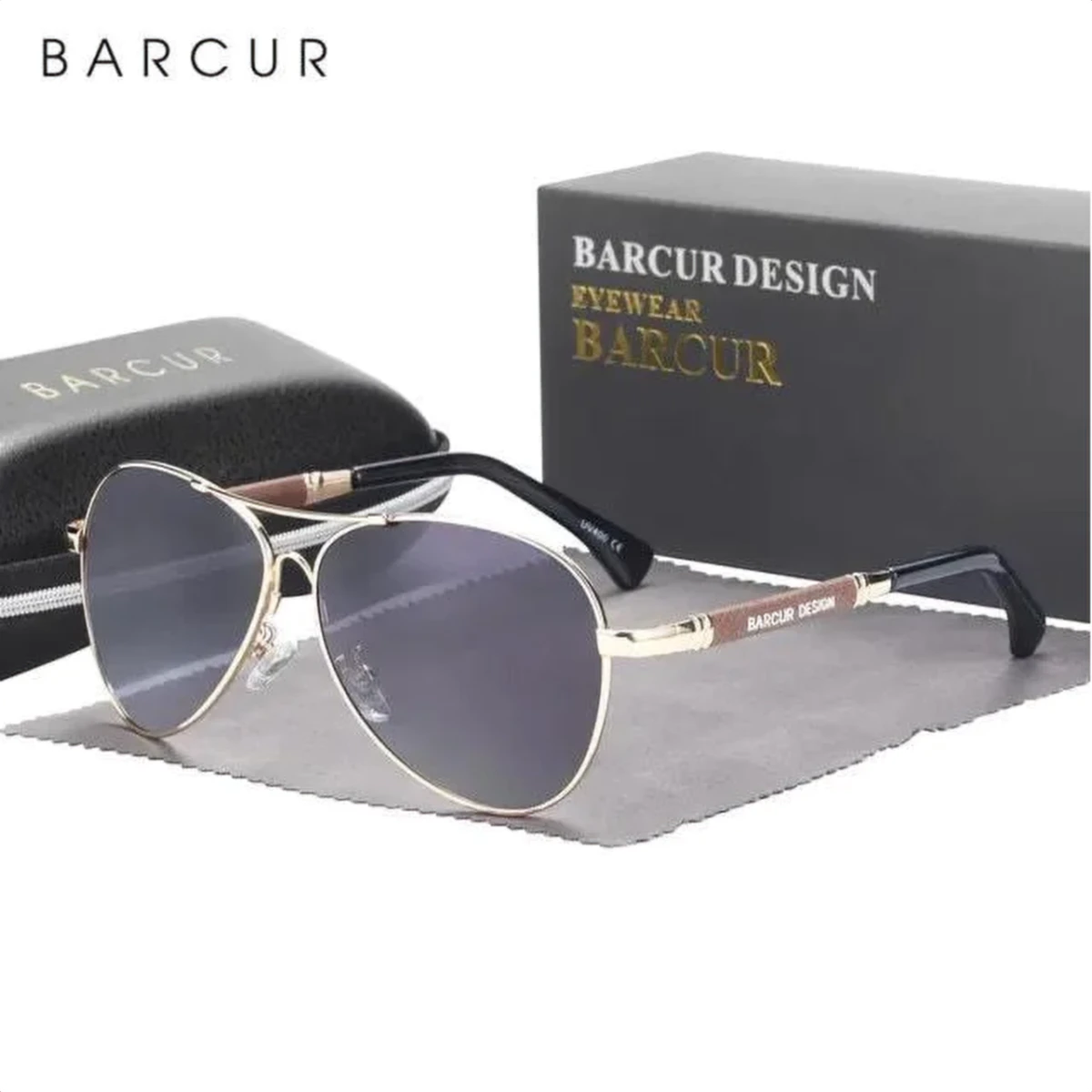 rewak-hd-8458 Lunettes de Soleil Polarisées Unisexe BARCUR BC8009 – Aviateur, Monture Argentée