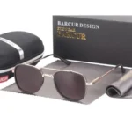 Lunettes de Soleil Polarisées Homme BARCUR BC8504 – Carrées Métal, Monture Dorée