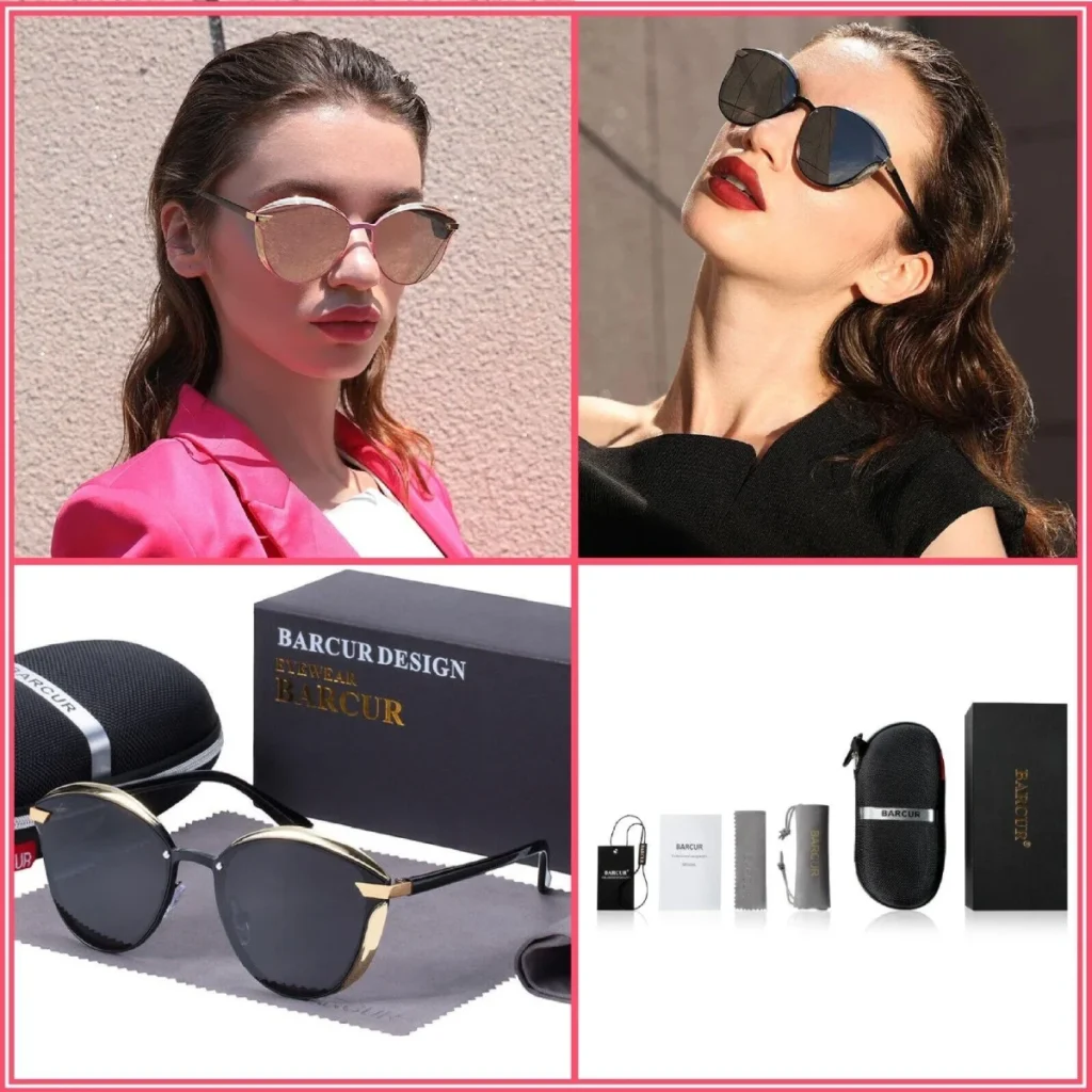 Lunettes de Soleil Polarisées Femme BARCUR BC8705 – Papillon, Monture Noire