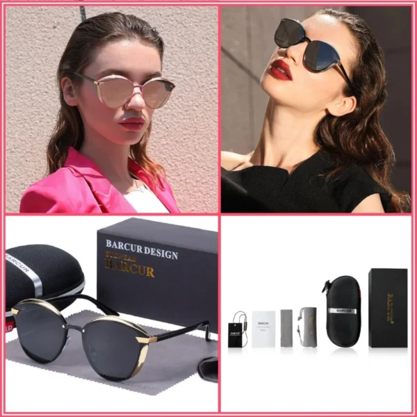 Lunettes de Soleil Polarisées Femme BARCUR BC8705 – Papillon, Monture Noire