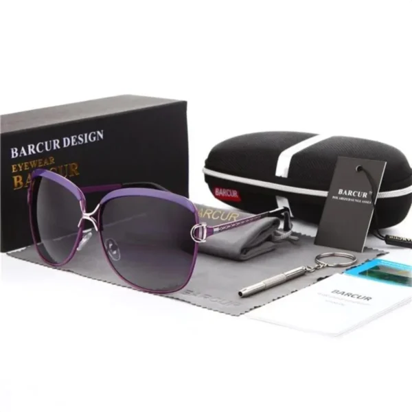 Lunettes de Soleil Polarisées Femme BARCUR BC8712 – Oversize, Verres Mauves Dégradés