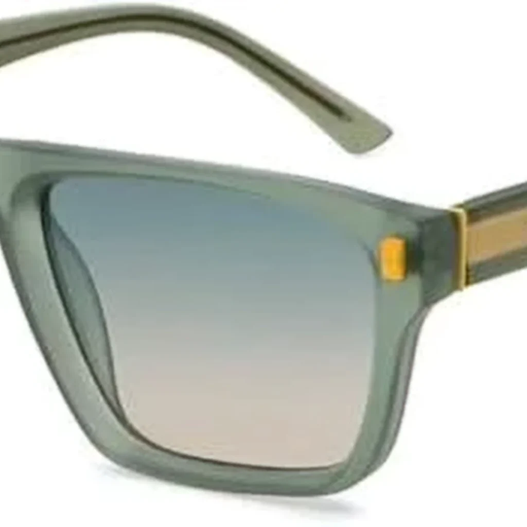 Lunettes de Soleil Polarisées Unisexe BARCUR BC98121 – Carrées Transparentes, Vert-Jaune