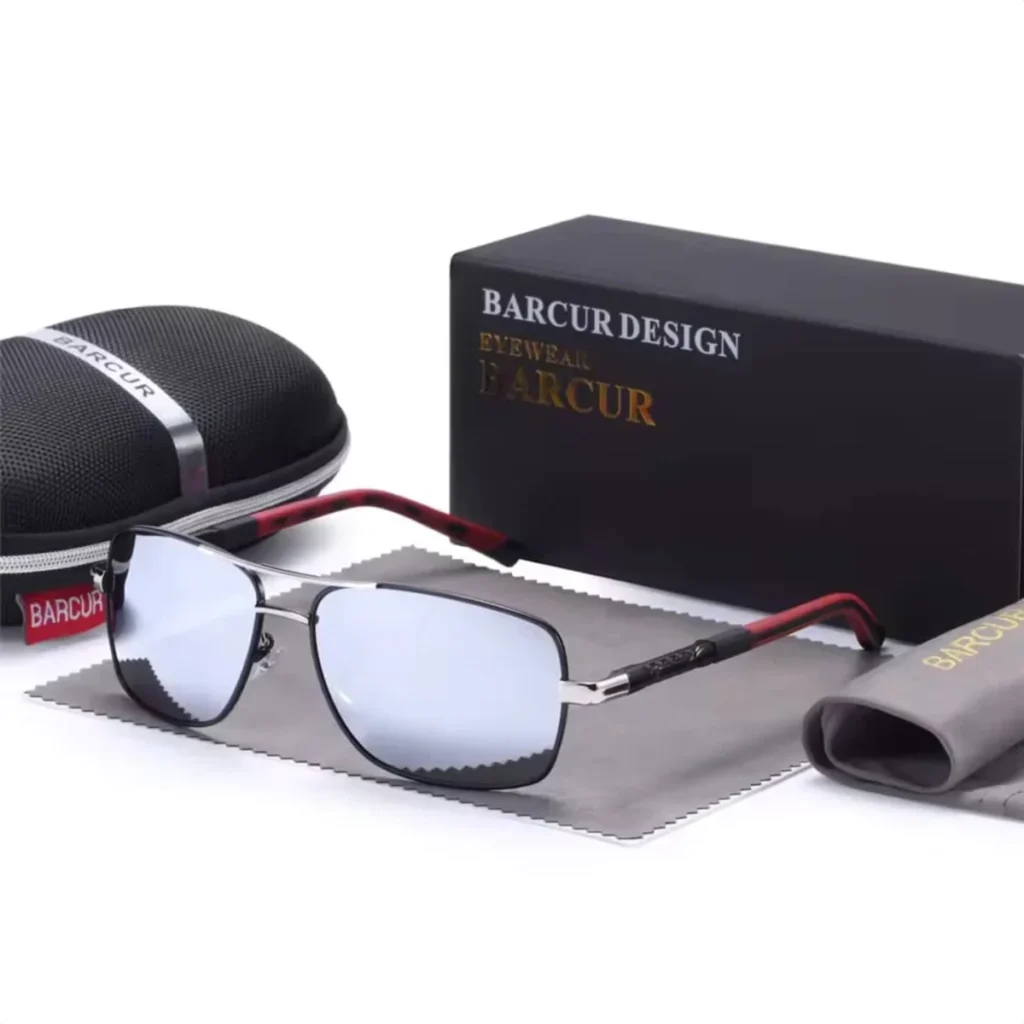 Lunettes de Soleil Polarisées Homme BARCUR BC2408 – Aviateur, Verres Bleu Miroir
