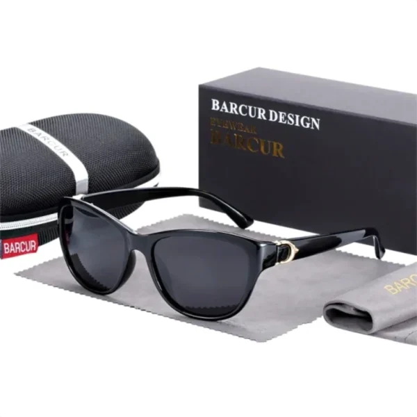 Lunettes de Soleil Polarisées Femme BARCUR BC2572 – Rétro, Noir et Bordeaux