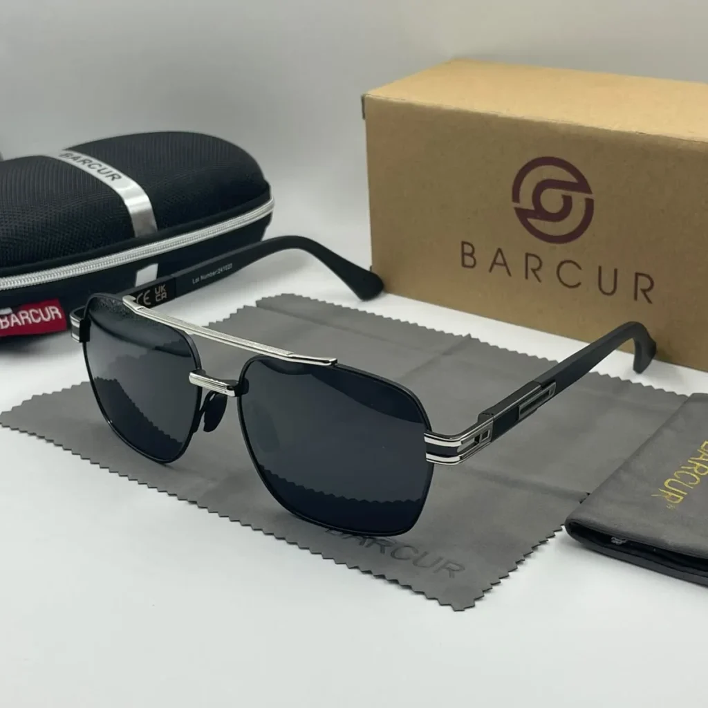 Lunettes de Soleil Polarisées Unisexe BARCUR BC8008 – Carrées Double Pont, Tout Noir