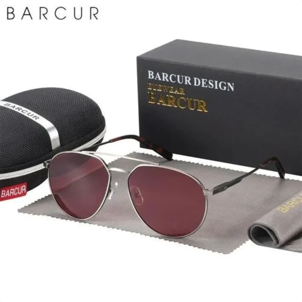 Lunettes de Soleil Polarisées Homme BARCUR BC8374 – Aviateur, Verres Marron Rosé