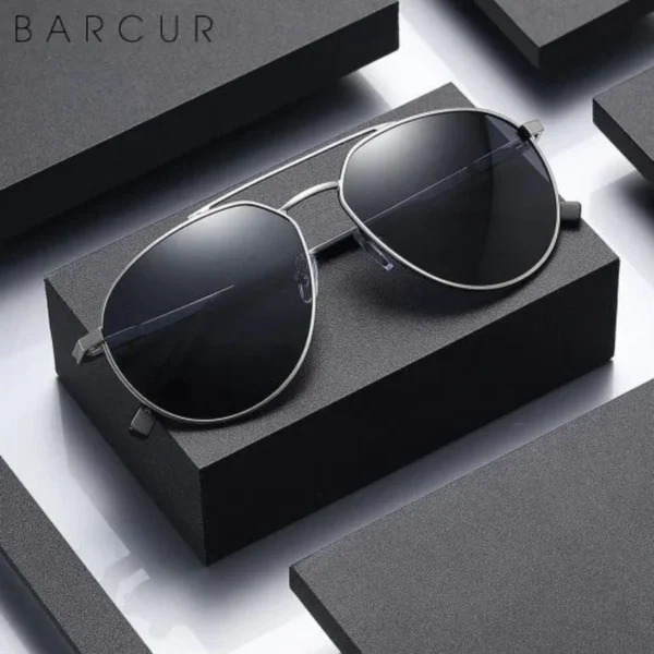 Lunettes de Soleil Polarisées Homme BARCUR BC8374 – Aviateur, Verres Noirs