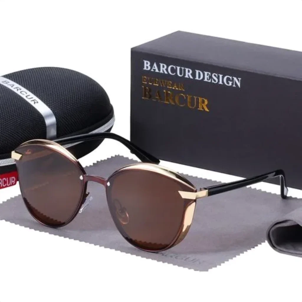 Lunettes de Soleil Polarisées Unisexe BARCUR BC8705 – Rétro, Marron et Doré