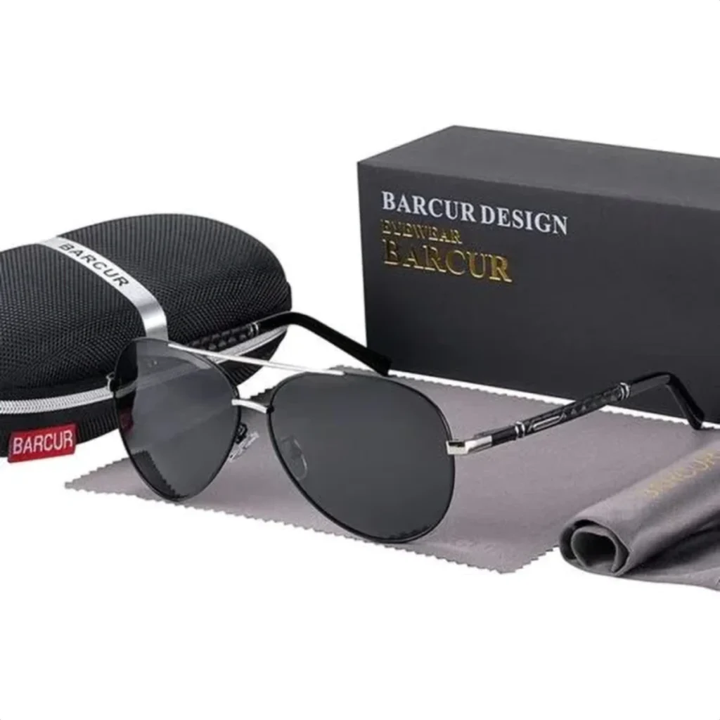 Lunettes de Soleil Polarisées Homme BARCUR BC8688 – Aviateur, Verres Gris