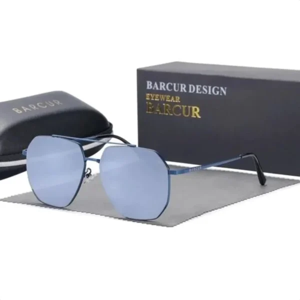 Lunettes de Soleil Polarisées Homme BARCUR BC8770 – Double Pont, Verres Bleu Miroir