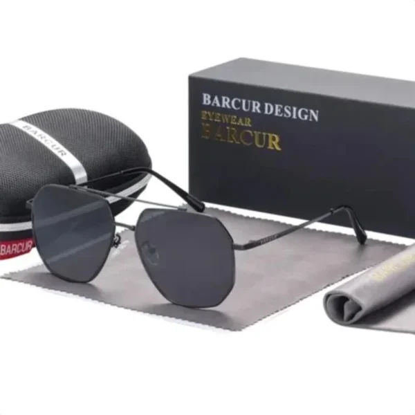 Lunettes de Soleil Polarisées Homme BARCUR BC8770 – Double Pont, Tout Noir