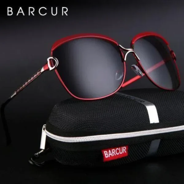 Lunettes de Soleil Polarisées Femme BARCUR – Papillon, Noir et Rouge