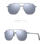 Lunettes de Soleil Polarisées Homme BARCUR – Double Pont, Verres Argent Miroir