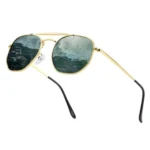 Lunettes de Soleil Polarisées Homme BARCUR BC8550 – Carrées Métal, Dorées, Verres Verts