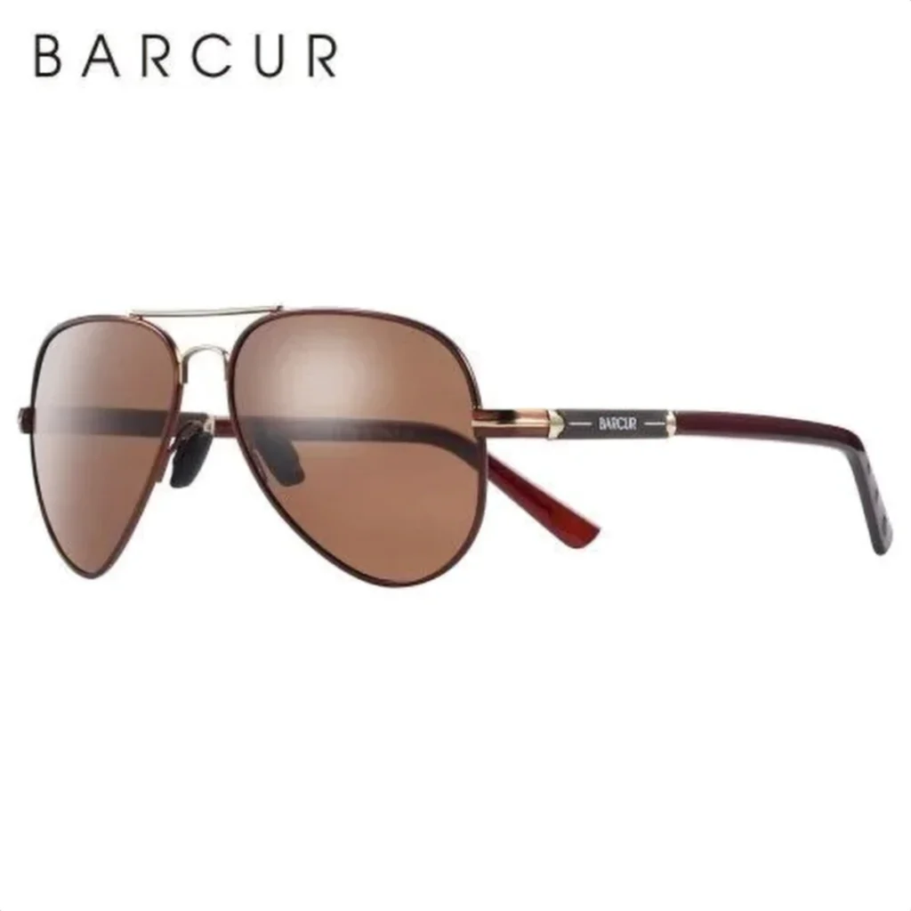 Lunettes de Soleil Polarisées Homme BARCUR BC8721 – Aviateur, Doré, Verres Marron