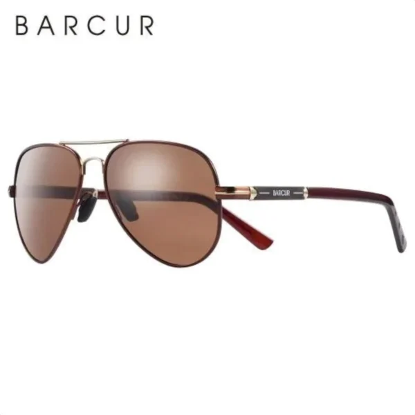 Lunettes de Soleil Polarisées Homme BARCUR BC8721 – Aviateur, Doré, Verres Marron