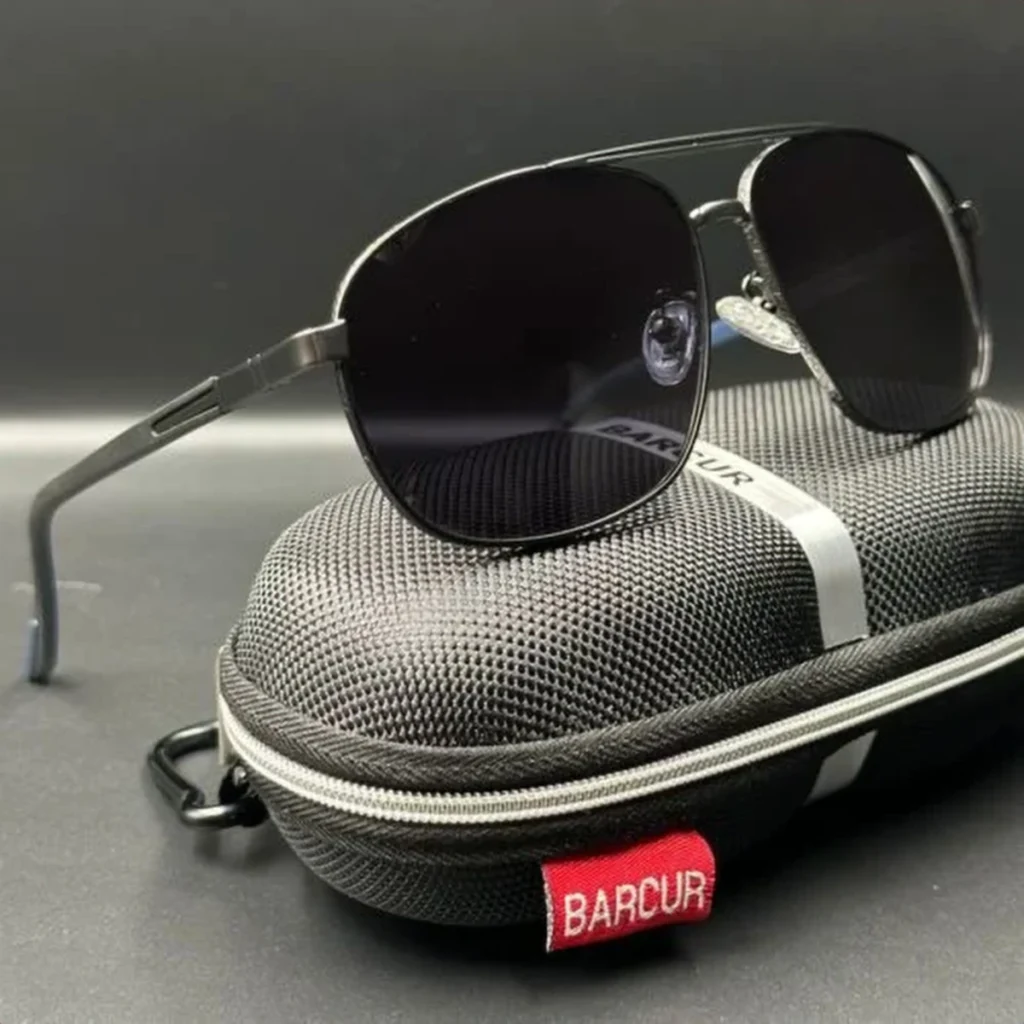 Lunettes de Soleil Polarisées Homme BARCUR BC8360 – Double Pont, Gris Anthracite