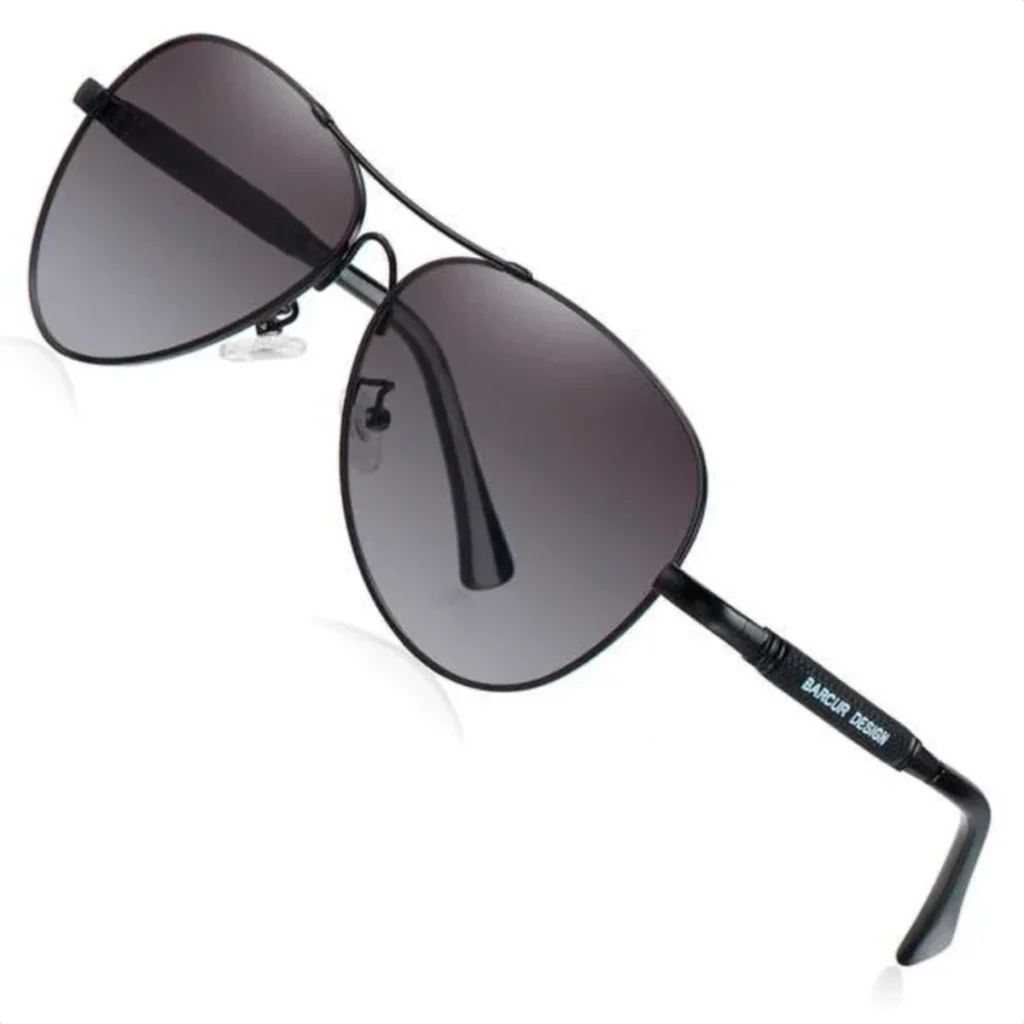 Lunettes de Soleil Polarisées Homme BARCUR BC8009 – Aviateur, Noir