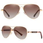 Lunettes de Soleil Polarisées Homme BARCUR BC8009 – Aviateur, Doré, Verres Marron