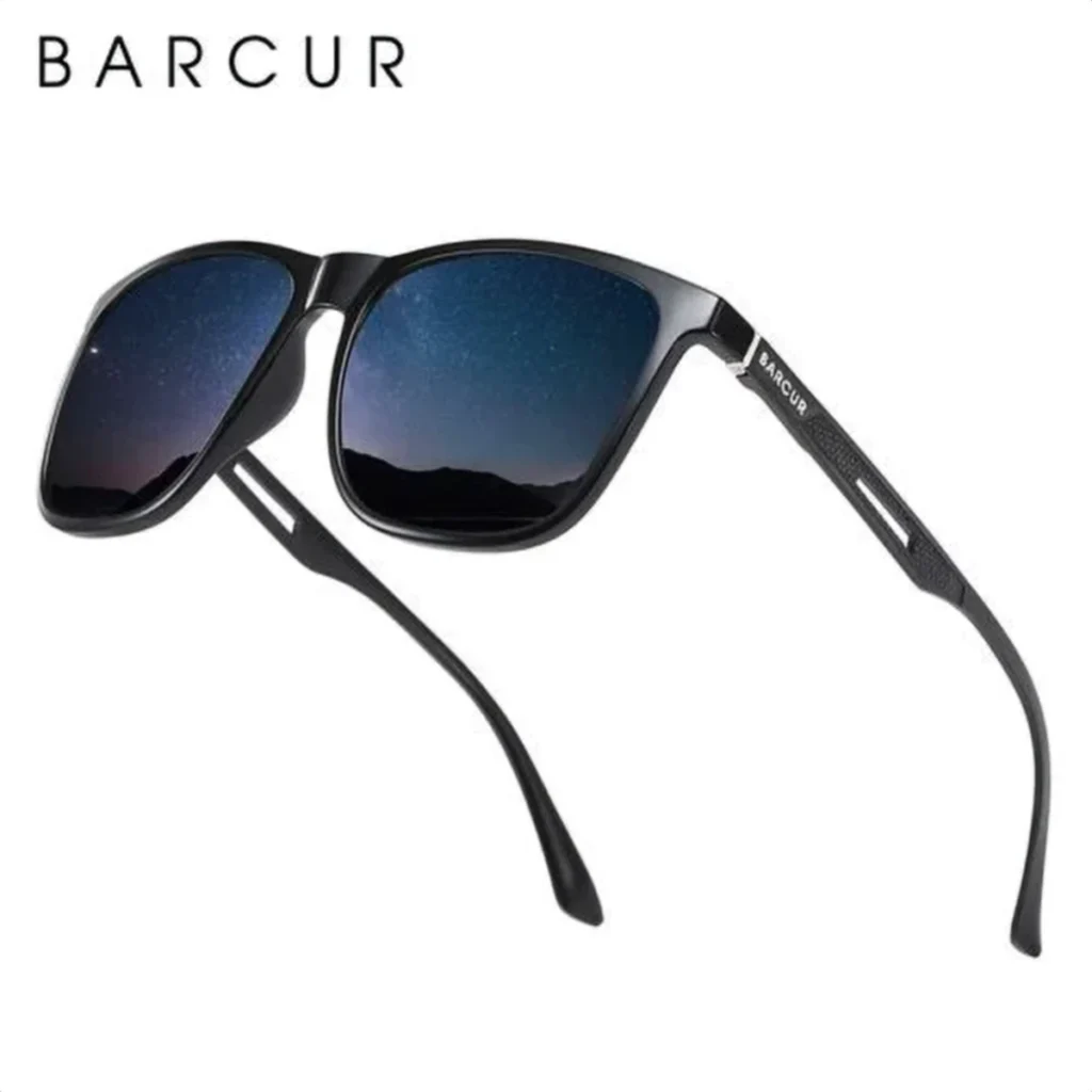 Lunettes de Soleil Polarisées Homme BARCUR BC8715 – Sport Carrées, Noires