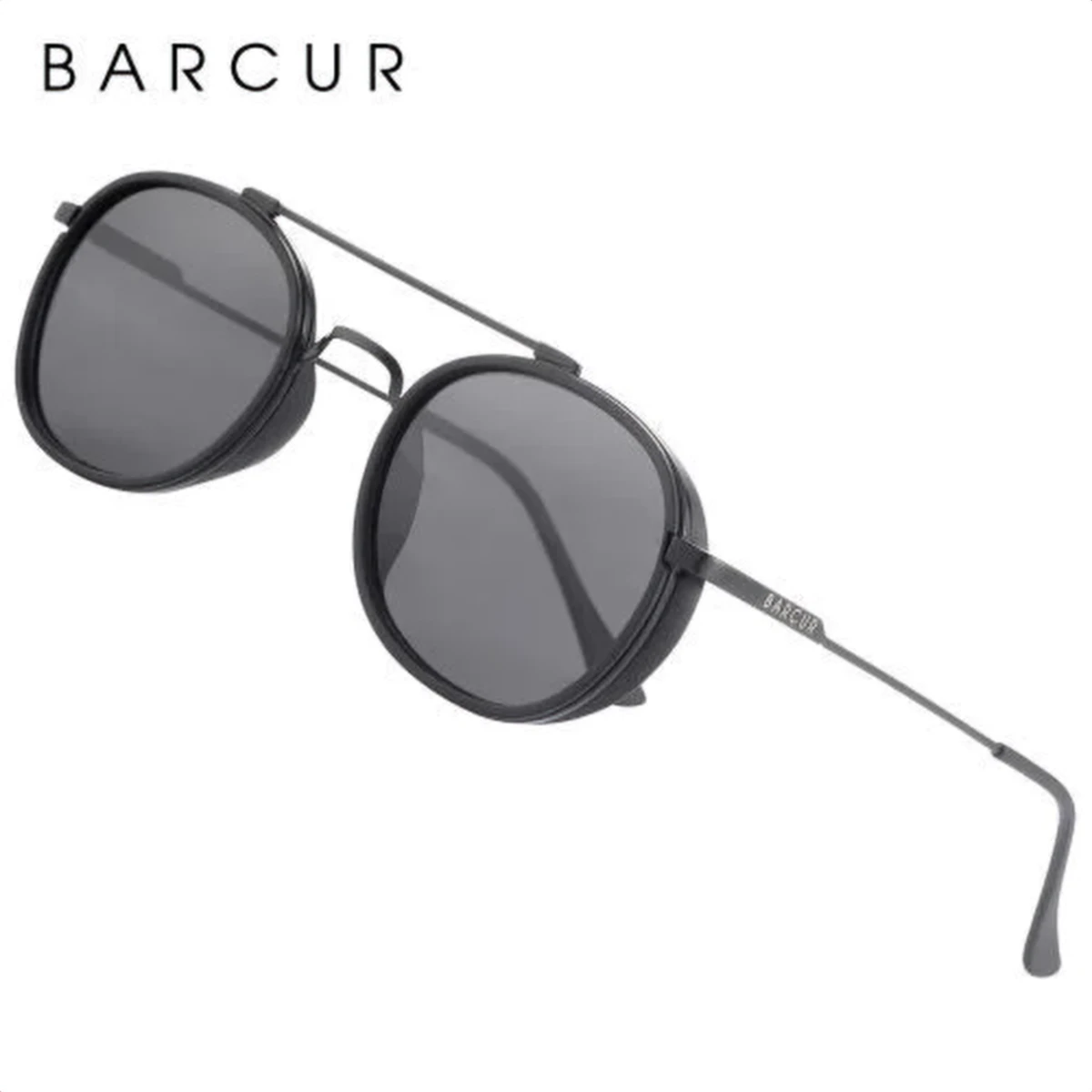 rewak-hd-8727 Lunettes de Soleil Polarisées Homme BARCUR BC8509 – Rondes Double Cercle, Noires