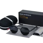 Lunettes de Soleil Polarisées Unisexe BARCUR BC8565 – Rondes Double Pont, Noires