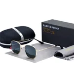 Lunettes de Soleil Polarisées Homme BARCUR BC8048 – Carrées Métal, Dorées
