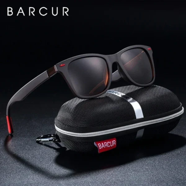 Lunettes de Soleil Polarisées Unisexe BARCUR BC2130 – Sport Carrées, Noir