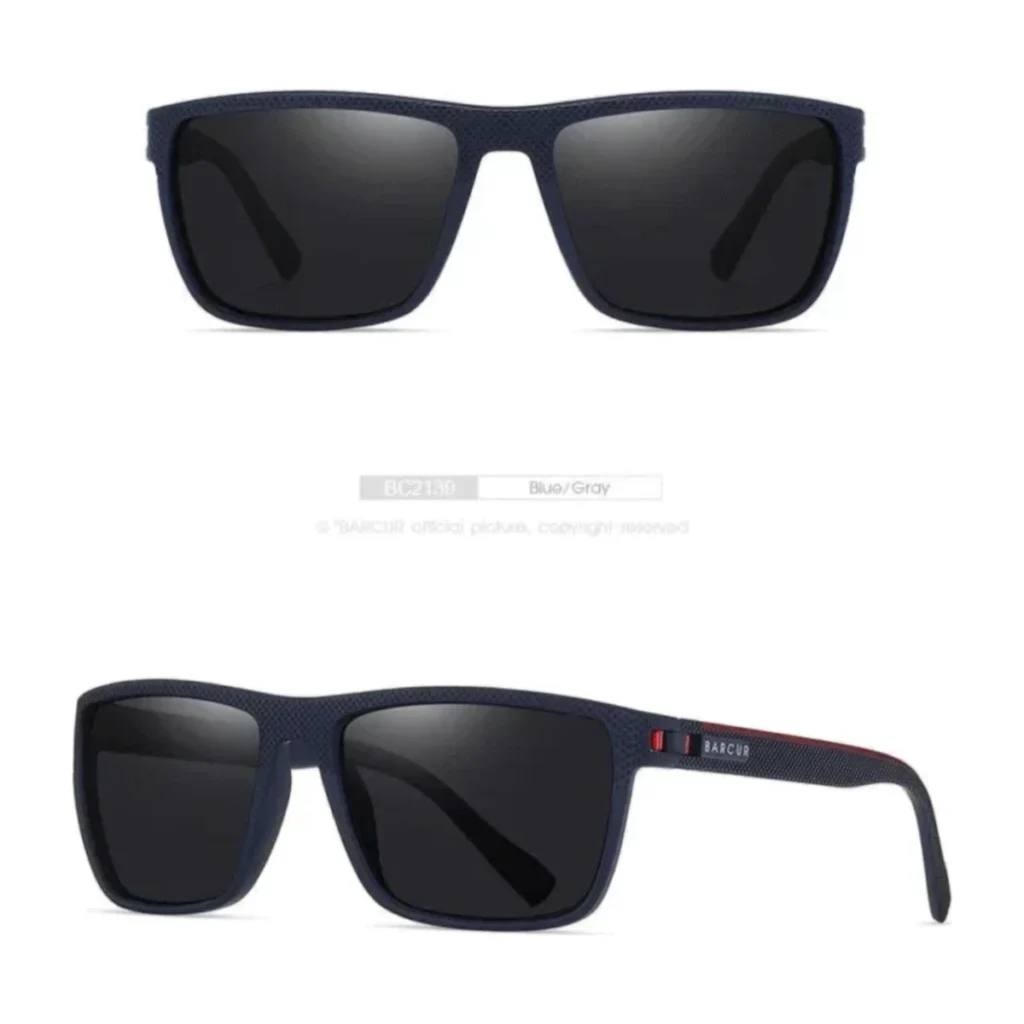 Lunettes de Soleil Polarisées Unisexe BARCUR BC2139 – Sport Carrées, Noir
