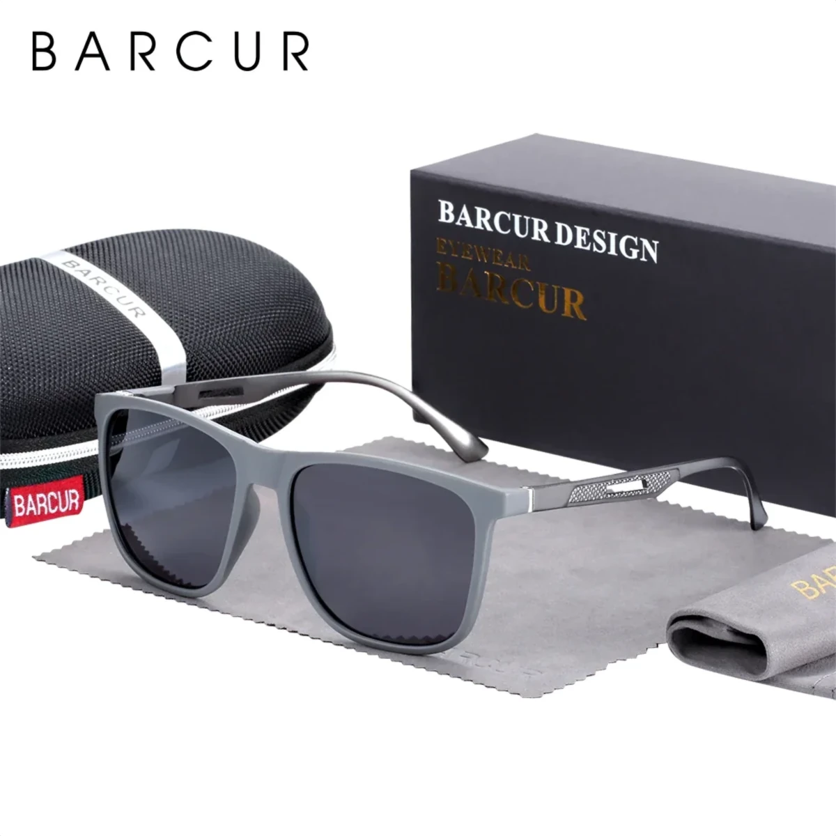 rewak-hd-8791 Lunettes de Soleil Polarisées Unisexe BARCUR BC8715 – Carrées, Verres Gris Dégradés